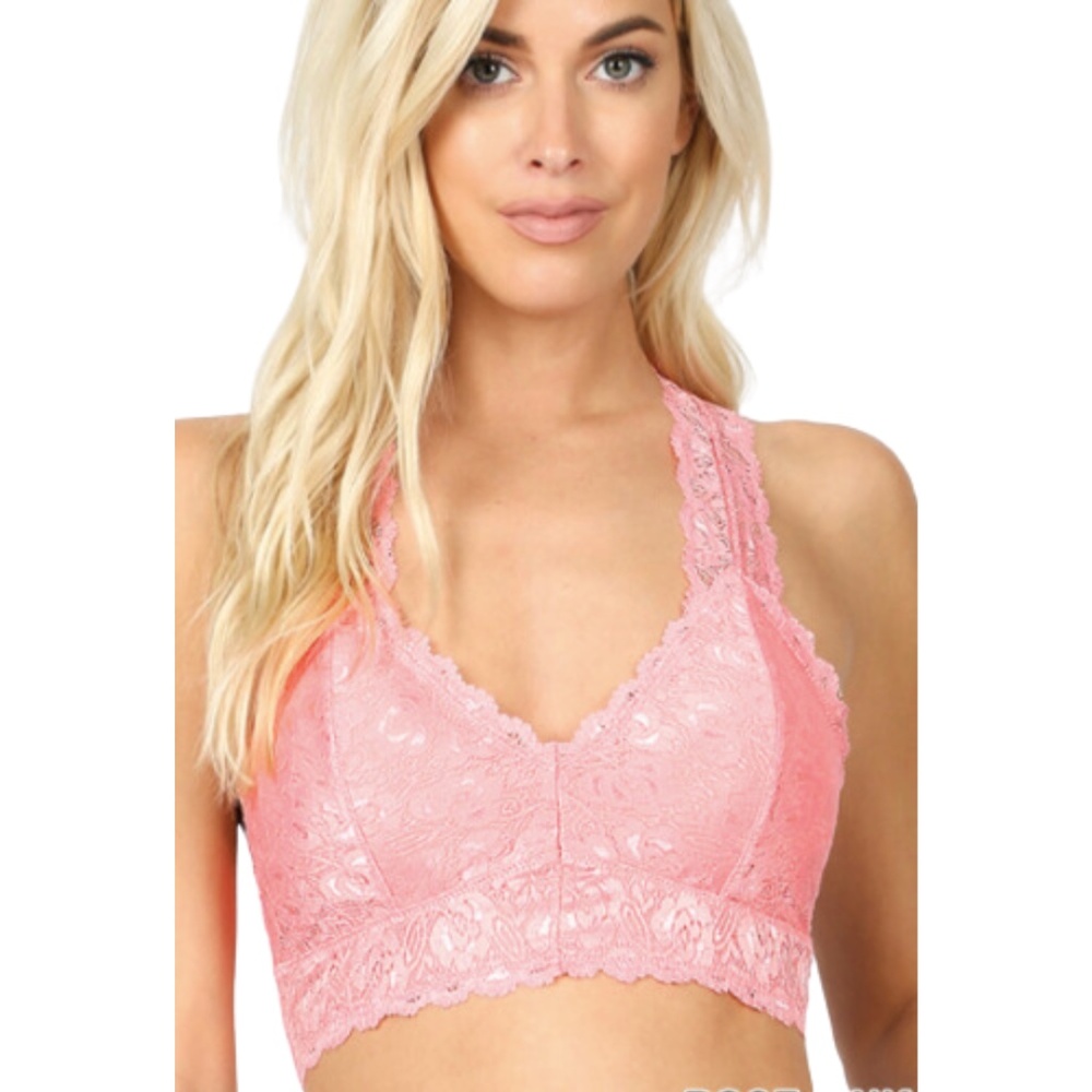 soft pink lace bralette